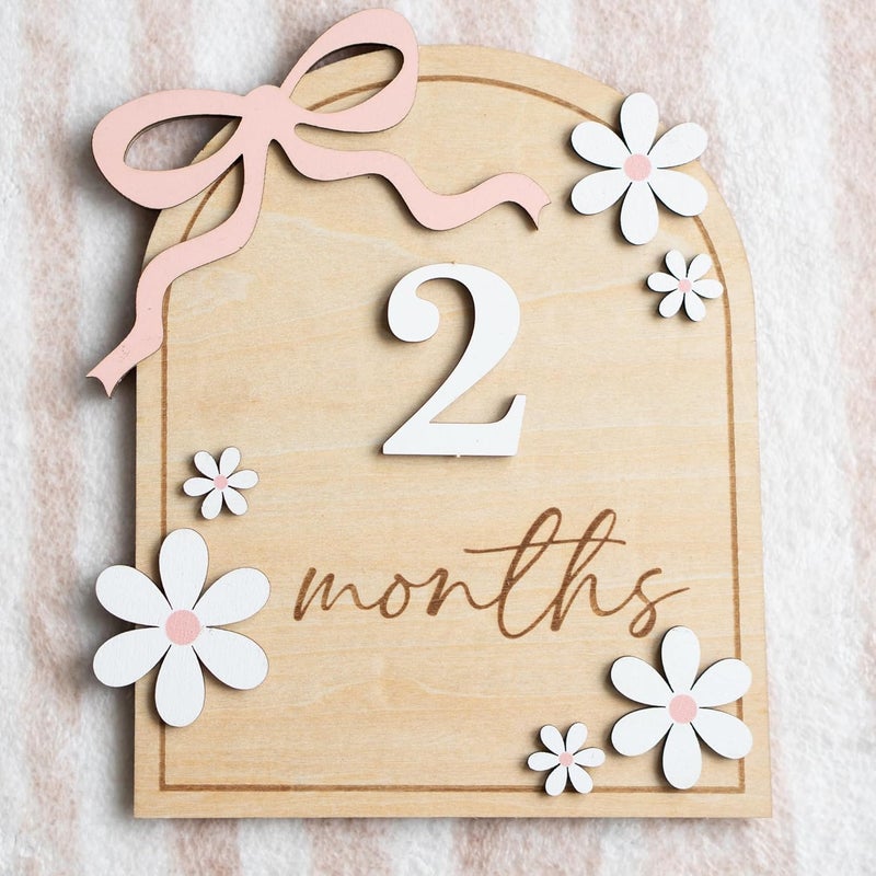 HONOCOOLS Store Baby Monthly Milestone Sign,1-12 Monthly Baby Milestone, Month Milestone Baby Girl, Baby Months Milestone, Newborn Photography Props Double-Sided (B14) - Image 5